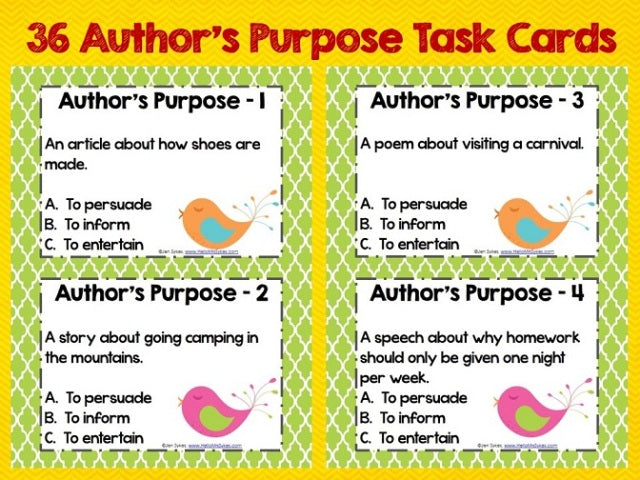 Author's Purpose Bingo Card